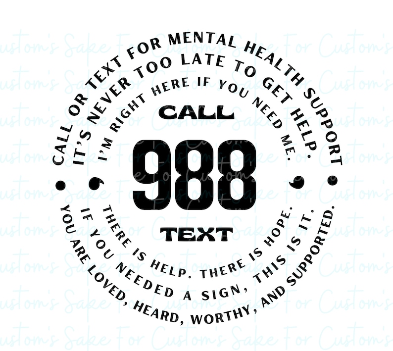 988 Hotline SVG PNG Mental Health Awareness Its Ok to Not Etsy