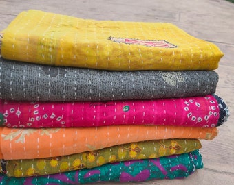 Boho Quilt Kantha Quilt Handgemaakte vintage quilts Boho Twin Size Beddengoed Gooi deken Sprei Quilten Hippie Quilts te koop