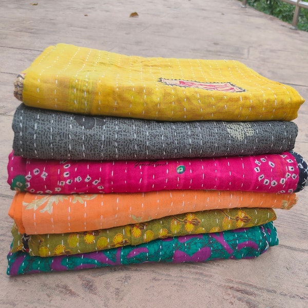 Vintage Kantha Quilt Indian Kantha Quilt Kantha Bedcover Cotton Blanket Gudari