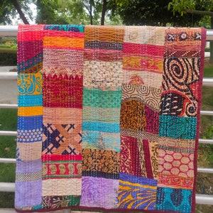 Bohemian Patchwork Quilt Kantha Quilt Handmade Vintage Quilts Boho King Size Bedding Throw Blanket Bedspread Quilting Hippie Quilts For Sale