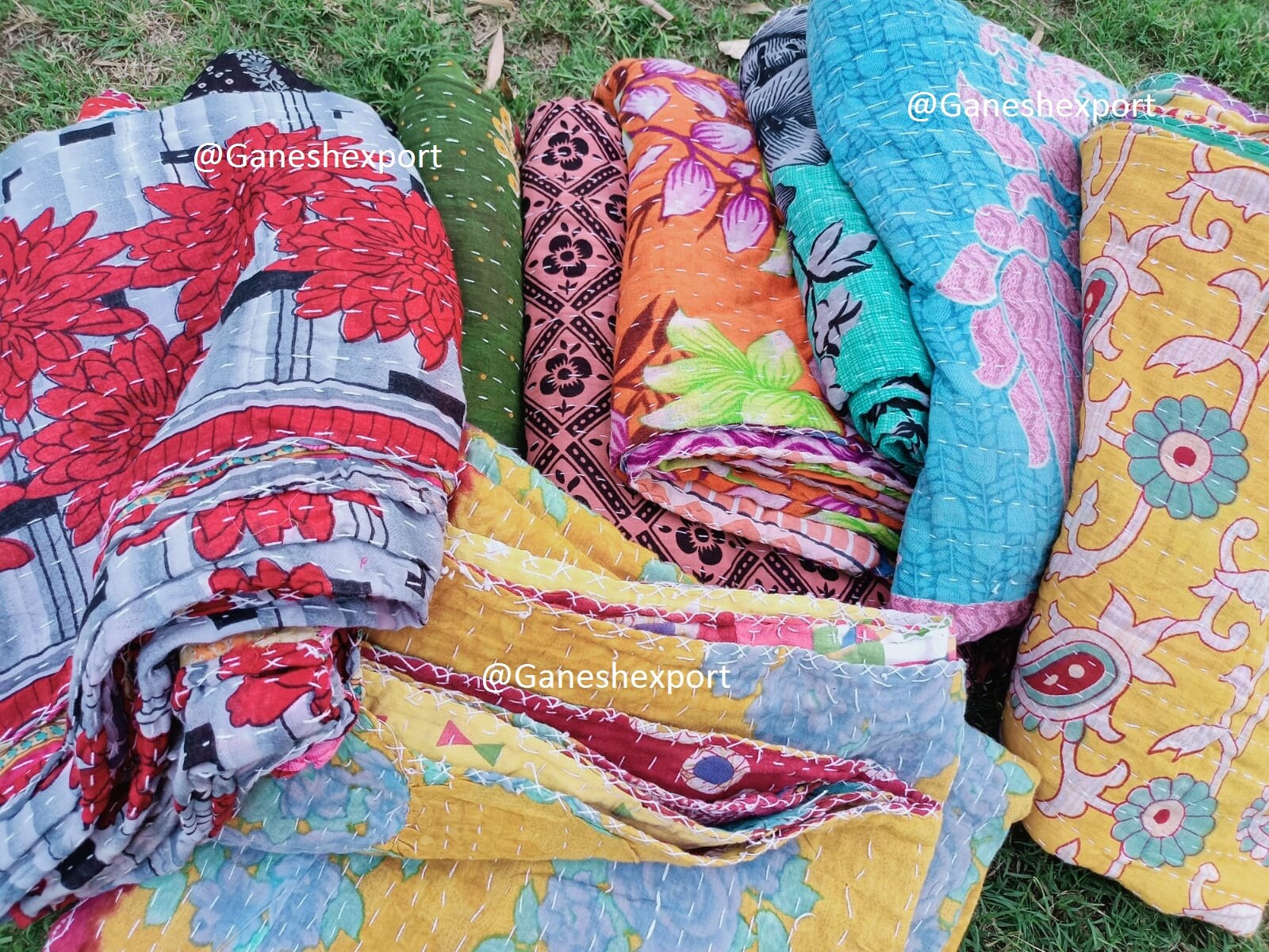Vintage Kantha Quilts Handmade Old Saree Made Gudari Martinique