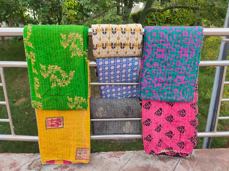 Wholesale Lot Of Indian Vintage Kantha Quilts, Bohemian Kantha Blankets, Hippie Cotton Throws image 1