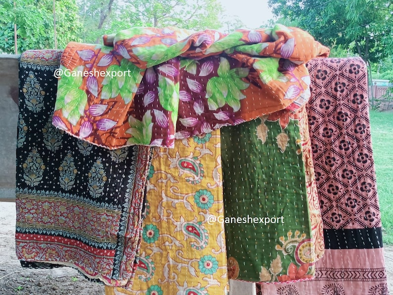 Großhandel Lot Indischer Vintage Kantha Quilt Handgemachte Wurf Wendedecke Bild 1