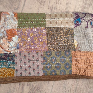 Bohemian Patchwork Quilt Kantha Quilt Handmade Vintage Quilts Boho King Size Bedding Throw Blanket Bedspread Quilting Hippie Quilts For Sale Coffee
