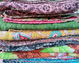 Indiase vintage bloemen Kantha Quilt sprei Kantha Quilt Kantha Bedcover Katoenen deken Twin Kantha Bedcover