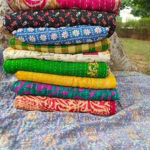 Wholesale Lot Of Indian Vintage Kantha Quilt Handmade Throw Reversible Blanket Bedspread Cotton Fabric Vintage quilt image 10