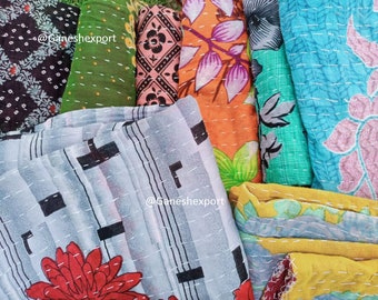 Vintage handgemaakte Kantha Quilt Kantha Gooi Deken Sprei Twin Katoenen Quilt