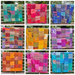 Bohemian Patchwork Quilt KanthaHandmade Vintage Quilts Boho King Size Bedding Throw Blanket Bedspread Quilting Hippie Quilts For Sale