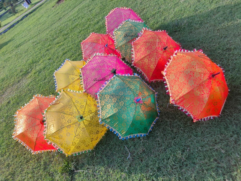 Wholesale Lot Indian Umbrella for Decoration traditional Wedding parasol party decor umbrella Diwali decoration umbrella wedding image 8