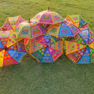 Wholesale Lot Indian Umbrella for Decoration traditional Wedding parasol party decor umbrella Diwali decoration umbrella wedding image 5