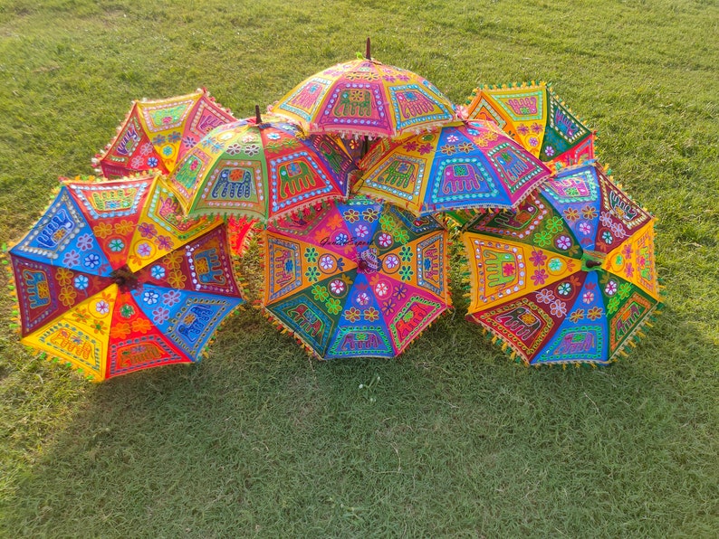 Wholesale Lot Indian Umbrella for Decoration traditional Wedding parasol party decor umbrella Diwali decoration umbrella wedding image 5