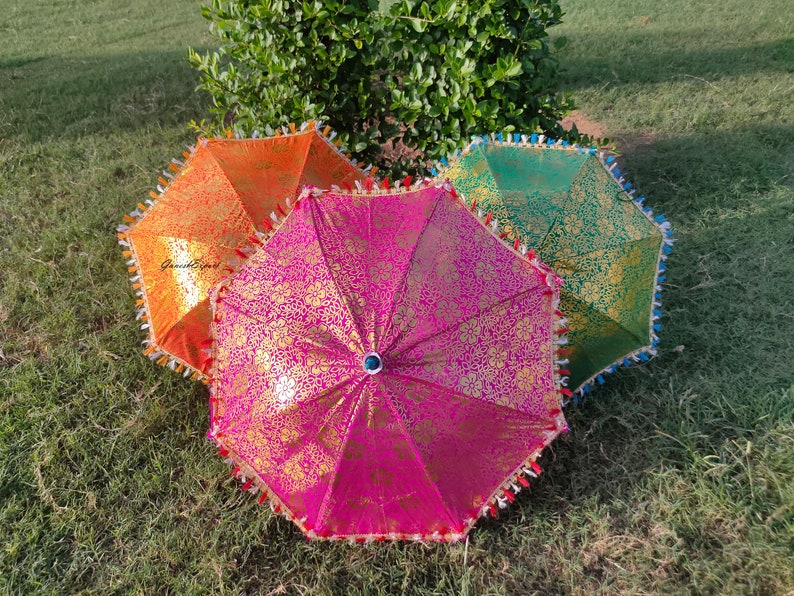 Wholesale Lot Indian Umbrella for Decoration traditional Wedding parasol party decor umbrella Diwali decoration umbrella wedding image 9