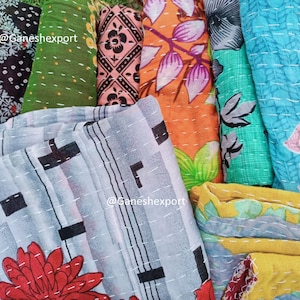 Wholesale Lot Of Indian Vintage Kantha Quilts, Bohemian Kantha Blankets, Hippie Cotton Throws image 10