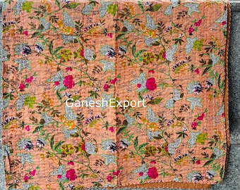 Handgemachte Patchworkdecke aus Baumwolle mit Paradise Print, Boho Tagesdecke oder Tagesdecke