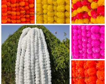 Artificial Marigold Garland, Indian Wedding Halloween Decor (4.5-5ft)