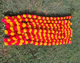 4.5 feet marigold flowers ethnic party decoration window hanging strings plastic garlands