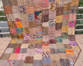 Boho Patchwork Quilt Kantha Quilt Handmade Vintage Quilts Queen size Bettwäsche Überwurf Tagesdecke Quilten Hippie Quilts zum Verkauf