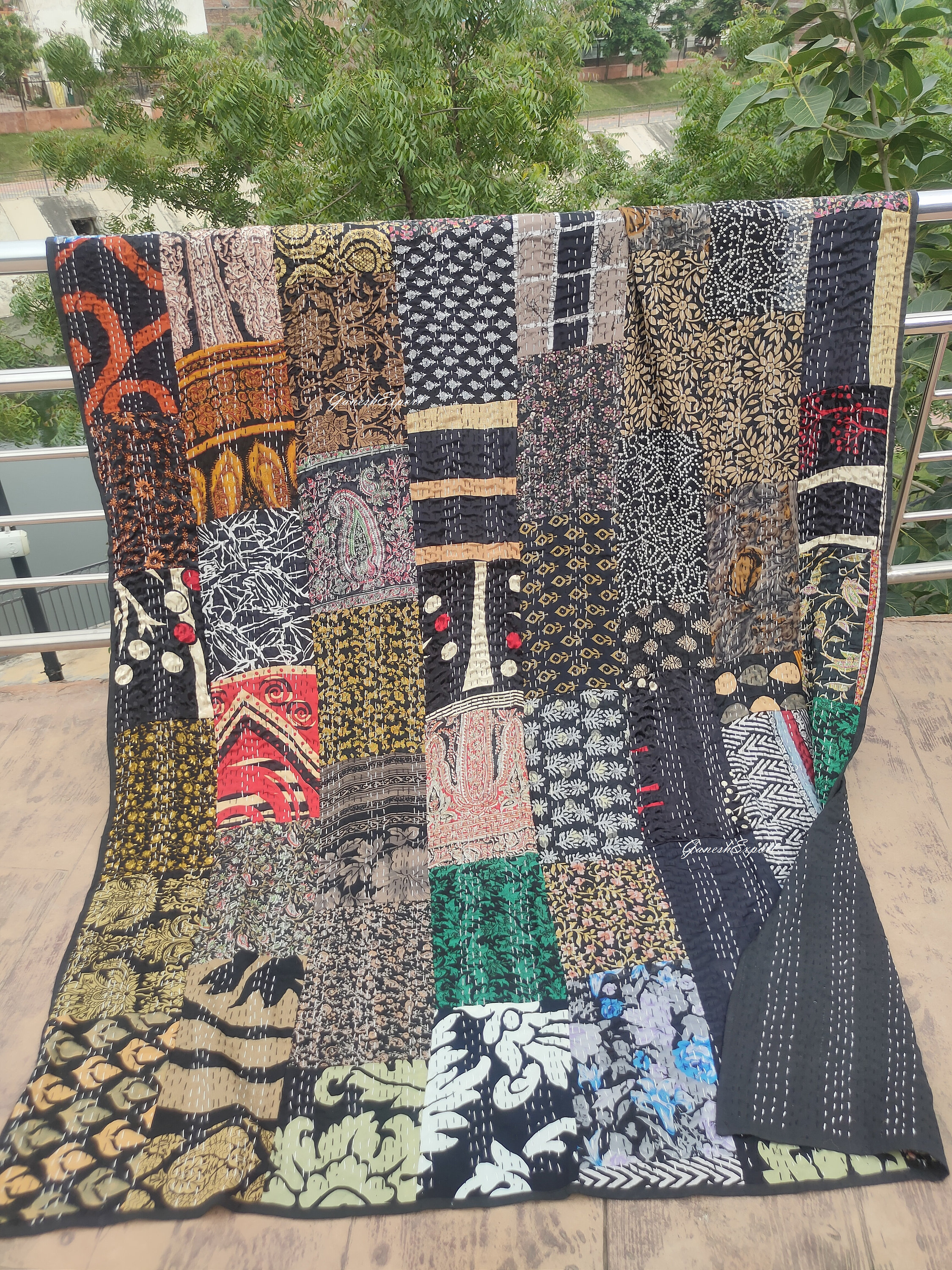 Bohemian Patchwork Kantha Quilt, Handmade Vintage Bedspread - Etsy