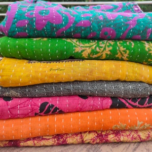 Wholesale Lot Of Indian Vintage Kantha Quilt Handmade Throw Reversible Blanket Bedspread Cotton Fabric Vintage quilt image 4