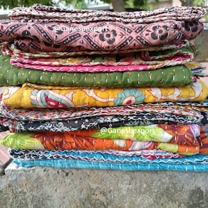Wholesale Lot Of Indian Vintage Kantha Quilts, Bohemian Kantha Blankets, Hippie Cotton Throws image 5