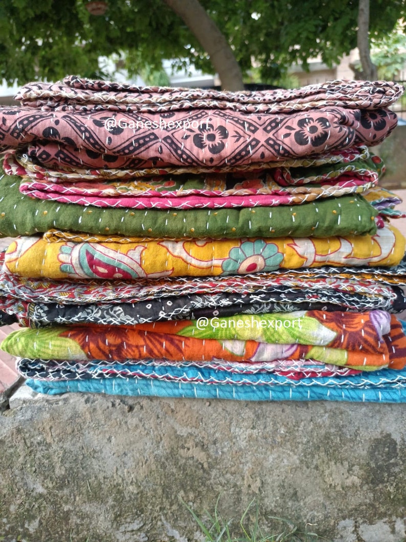 Wholesale Lot Of Indian Vintage Kantha Quilts, Bohemian Kantha Blankets, Hippie Cotton Throws image 5