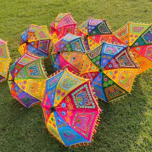 Wholesale Lot Indian Umbrella for Decoration traditional Wedding parasol party decor umbrella Diwali decoration umbrella wedding Elephant Embroidery