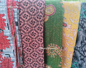 Indiase Vintage Kantha Quilt Handgemaakte Gooi Omkeerbare Deken Sprei Katoen Stof Boho quilt Boho Quilts Te koop