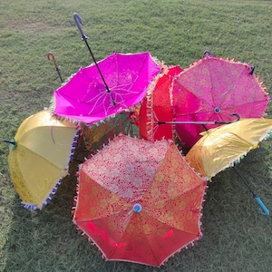 Wholesale Lot Indian Umbrella for Decoration traditional Wedding parasol party decor umbrella Diwali decoration umbrella wedding image 10