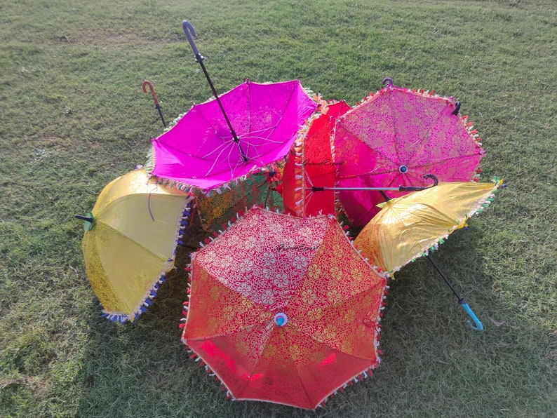 Wholesale Lot Indian Umbrella for Decoration traditional Wedding parasol party decor umbrella Diwali decoration umbrella wedding image 10