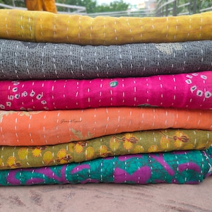 Wholesale Lot Of Indian Vintage Kantha Quilts, Bohemian Kantha Blankets, Hippie Cotton Throws image 2