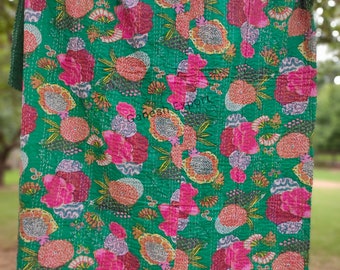 Indiase Kantha Quilt Handblokprint Kantha Gooi Indiase Deken Koning Sprei Kantha Bed Cover Boho Quilt King Size Quilt