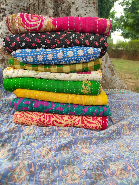 Kantha Throw Blankets & Quilts
