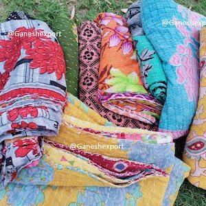 Wholesale lot of Indian floral reversible Bedding Kantha throws Pet blanket Cotton Fabric BOHEMIAN quilt