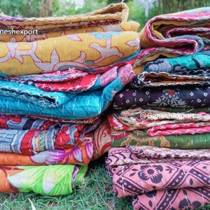 Großhandel Lot Indischer Vintage Kantha Quilt Handgemachte Wurf Wendedecke Bild 5