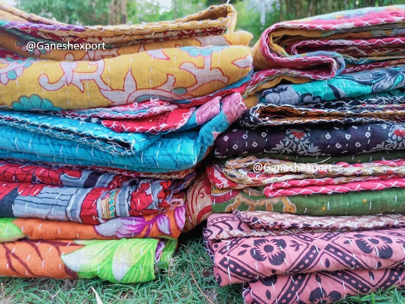 Großhandel Lot Indischer Vintage Kantha Quilt Handgemachte Wurf Wendedecke Bild 5