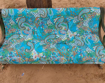 Edredón indio Kantha hecho a mano, manta reversible, colcha, tela de algodón, acolchado bohemio, funda de cama
