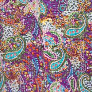 Couvre-lit bohème fait main couvre-lit bohème tissu de courtepointe indien kantha couette cachemire coton imprimé courtepointes décor à la maison jeté antique Purple