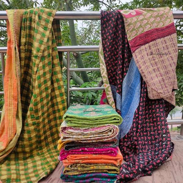 Wholesale Lot Of Indian Vintage Kantha Quilt Handmade Throw Reversible Blanket Bedspread Cotton Fabric BOHEMIAN quilt Boho Quilts For sale