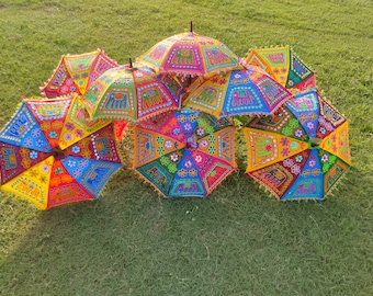 Paraguas con bordado de elefante, decoración mehndi para bodas indias, 61 cm