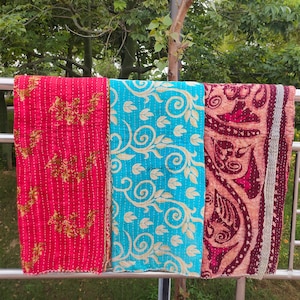 Wholesale Lot Of Indian Vintage Kantha Quilt Handmade Throw Reversible Blanket Bedspread Cotton Fabric Vintage quilt image 3