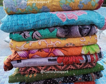 Edredón estampado floral hecho a mano Vintage kantha indio Kantha edredón indio estampado verano vintage algodón colcha india ropa de cama ligera