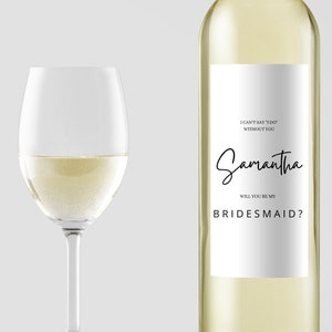 Bridesmaid Proposal Wine Label|Wedding Stickers|Will you be my bridesmaid|pairs well with|customised wine champagne label sticker|