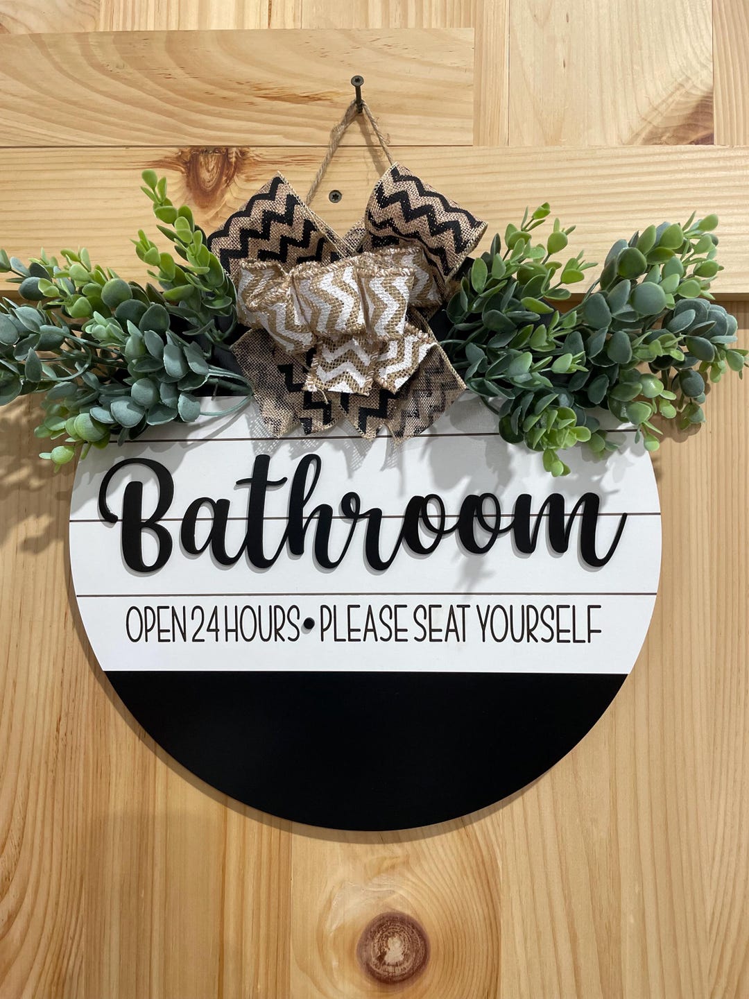 Shiplap Bathroom Door Hanger: Laser Engraved, Open 24 Hours - Etsy