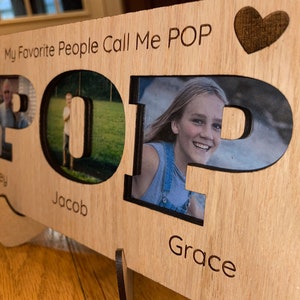Picture Name Frame Laser Engraved POP, POPPY, GRAM, Grammy, pop pop