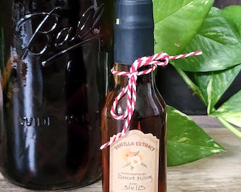 Hausgemachter Vanille Extrakt | Madagaskar Vanille Schoten | 5 Unzen Glasflaschen