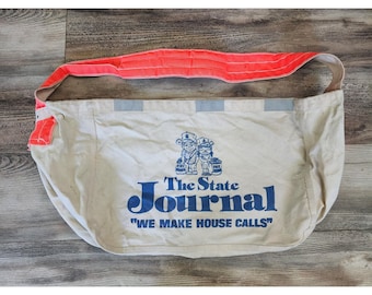Vintage Newspaper Bag, Newsboy Bag, Detroit News Bag, Shoulder Bag