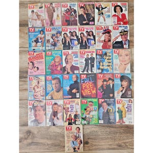 May include: A collection of vintage TV Guide magazines, featuring various actors and television shows. The magazines have colorful covers with text and images, showcasing the entertainment industry.