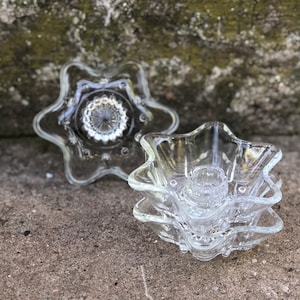 VTG 1990’s 6 pointed star Indiana Glass candle holders 3 piece set