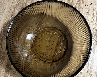 Vintage E.O. BRODY CO Cleveland OH Gray Glass Ridged Bowl 6.5 X 2.5