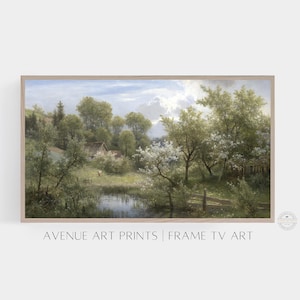 Samsung Frame TV Art | Spring Cottage | Digital Download | Vintage Country Landscape Oil Painting | TV21